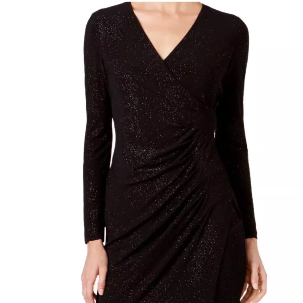 CALVIN KLEIN BLACK WOMEN'S 4P RUCHED SHEATH DRESS
